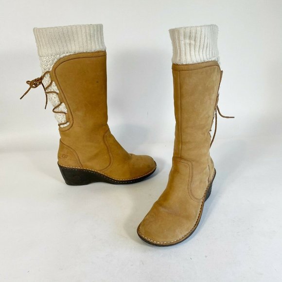UGG Shoes - UGG Australia Skylair Tan Leather Mid Calf Boots 9